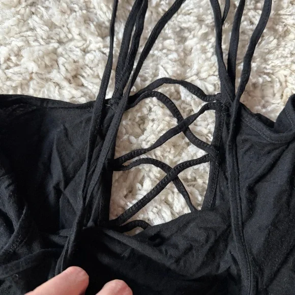 Rock Rose women’s crisscross back super cute, casual Classic Black Tank Top - Picture 4 of 5